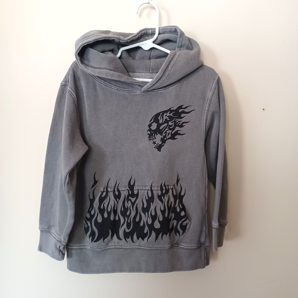 Rockstar Original Skull Flame Graphic Hoodie Kid Sz 4T EUC Sweatshirt Emo Edgy
